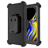 Fingic Samsung Note 9,Note 9 Case for Men,4 in1 Protective Hybrid Cover Shockproof Rugged Phone Case Full Body Kickstand Swivel Belt Clip Holster Case for Samsung Galaxy Note 9, Black