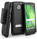 Encased Moto G6 Case with Belt Clip Holster - Rubberized Slim Combo Cover with Reinforced Metal Kickstand - Slimline Series (for Motorola MotoG6 Phone) (Smooth Black)