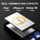 GETIHU Portable Charger, 13000 mAh Power Bank, 4.8A High-Speed 2 USB Ports Battery Pack External Battery with Flashlight, Compatible with iPhone Xs X 8 7 6s 6 Plus Samsung Note 9 S9 iPad Tablet etc.