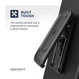Encased Moto G6 Case with Belt Clip Holster - Rubberized Slim Combo Cover with Reinforced Metal Kickstand - Slimline Series (for Motorola MotoG6 Phone) (Smooth Black)