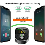 Bluetooth FM Transmitter for Car, Wireless Radio Transmitter Adapter with Hands Free Calls for iPhone, Quick Charge 3.0 USB Car Charger for Samsung, Good Gift (Gray)