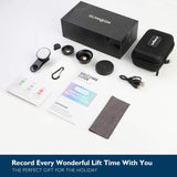 Cell Phone Camera Lens Kit,GLHMOGM 15X Macro and 0.45X Wide Angle Phone Lens Kit with LED Light and Travel Case,iPhone Camera Lens for iPhone X/XS/8/7/6 Plus, Samsung, Pixel and More