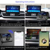 Bluetooth FM Transmitter for Car, Wireless Radio Adapter Hands-Free Calling 4.2 Bluetooth Crystal Clear Sound QC3.0/2.4A Dual USB Ports Large Display AUX TF Card Music Player Car Transmitter