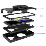Fingic Samsung Note 9,Note 9 Case for Men,4 in1 Protective Hybrid Cover Shockproof Rugged Phone Case Full Body Kickstand Swivel Belt Clip Holster Case for Samsung Galaxy Note 9, Black