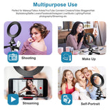 DCLYSI 6.3” LED Selfie Ring Light with Tripod Stand for YouTube Video Shooting and Makeup,Mini LED Camera Light with Cell Phone Holder Desktop Lamp with 3 Light Modes & 11 Brightness Level