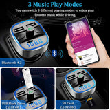 Bluetooth FM Transmitter, Vproof in-Car Wireless Radio Transmitter Adapter Music Player Car Kit W Blue Circle Ambient Light, 2 USB Ports, Hands Free Calling, TF Card & USB Flash Drive Support (Gray)