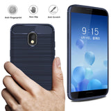 for Samsung Galaxy J3 2018, J3 V 3rd Gen, Express Prime 3, J3 Orbit,J3 Star, J3 Achieve, Amp Prime 3 Case, Dretal Carbon Fiber Brushed Texture Soft TPU Protective Cover (Navy)