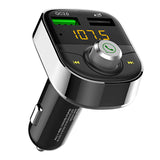 Bluetooth FM Transmitter for Car, Wireless Radio Transmitter Adapter with Hands Free Calls for iPhone, Quick Charge 3.0 USB Car Charger for Samsung, Good Gift (Gray)