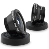 Camkix Universal 3 in 1 Cell Phone Camera Lens Kit - Fish Eye Lens / 2 in 1 Macro Lens & Wide Angle Lens / Universal Clip (Black)