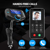 Bluetooth Fm Transmitter for car, Bluetooth Car Transmitter 1.7 Inch Display, QC3.0/2.4A Dual USB Ports, AUX Input/Output, Mp3 Player.