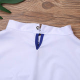 FEESHOW Kids Girls' Cheer Leader Costume Uniform Cheerleading Outfit Role Play Costume Dress-up Set White&Blue 10-12
