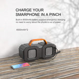 Bluetooth Speakers, Waterproof Outdoor Speakers Bluetooth 5.0,40W Wireless Stereo Pairing Booming Bass Speaker,2400 Minutes Playtime with 8000mAh Power Bank, Durable for Home Party,Camping(Black)