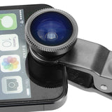 Camkix Universal 3 in 1 Cell Phone Camera Lens Kit - Fish Eye Lens / 2 in 1 Macro Lens & Wide Angle Lens / Universal Clip (Black)
