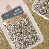 Case-Mate - Stick On Credit Card Wallet - POCKETS - Ultra-slim Card Holder - Universal fit - Apple – iPhone – Samsung – Galaxy - and more - Champagne Glitter