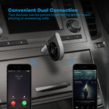 Bluetooth Receiver, Better Talking Experience with Two Microphones 15 Hour Bluetooth Car Kit, TaoTronics Wireless Audio Bluetooth Car Adapter(One Click Siri Activation,DSP/CVC 6.0/A2DP/AVRCP)