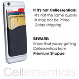 Cellessentials Card Holder for Back of Phone -Thin Blue Line & American Flag Silicone Stick on Cell Phone Wallet with Pocket for Credit Card, ID, Business Card - iPhone,(Thin Blue Line, American Flag)