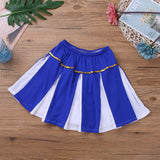 FEESHOW Kids Girls' Cheer Leader Costume Uniform Cheerleading Outfit Role Play Costume Dress-up Set White&Blue 10-12