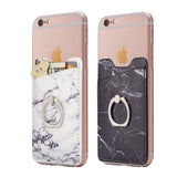 Cardly (Two) Finger Ring and Cell Phone Stick on Wallet Card Holder Phone Pocket for iPhone, Android and All Smartphones. (White & Black)
