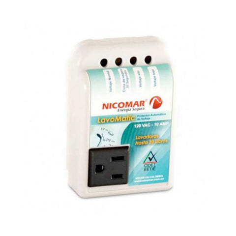 Marca: NICOMAR PROPC, REGULADORES DE VOLTAJE, PROTECTOR AUTOMATICO DE VOLTAJE PARA LAVADORAS HASTA 30LB