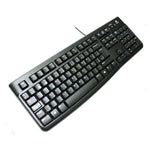 Logitech K120 Teclado con Cable para Windows, Tamaño Normal, Resistante a Líquido, Barra Espaciadora Curvada, PC/Portátil, Disposición QWERTY Español, Negro