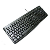 Logitech K120 Teclado con Cable para Windows, Tamaño Normal, Resistante a Líquido, Barra Espaciadora Curvada, PC/Portátil, Disposición QWERTY Español, Negro