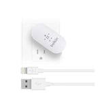 Cargador AC Adaptador Giratorio Belkin con cable USB a Lightning - blanco