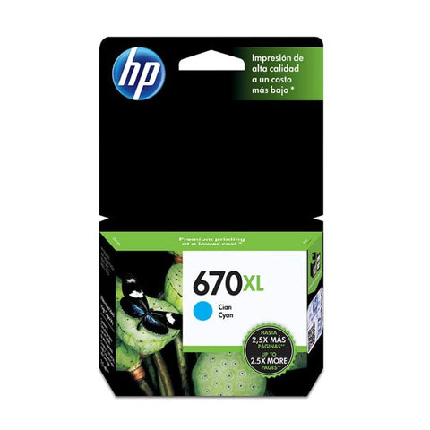 Cartucho de tinta HP 670XL Cian Original (CZ118AL)