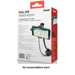 SOPORTE DUAL CON PUERTO DE CARGA POR USB NEGRO