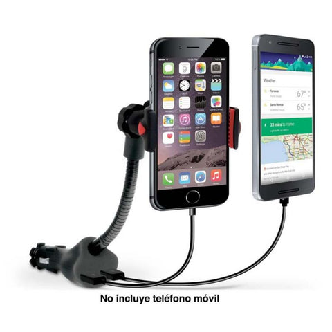 SOPORTE DUAL CON PUERTO DE CARGA POR USB NEGRO