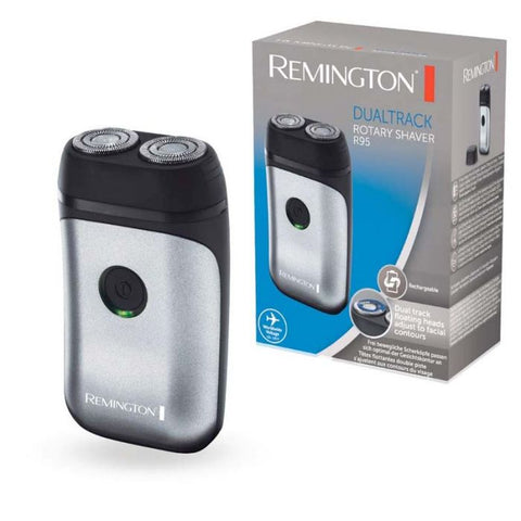 Marca: REMINGTON, AFEITADORAS, Afeitadora Dualtrack Rotativa De Viaje, 2 Cabezales, Cuchillas Inox, Recargable Remington - Gris/Negro