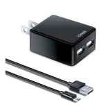 DREAMGEAR - DUAL-USB AC CHARGER WITH MICRO USB CABLE, 2.4 A