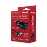 DREAMGEAR - 2.4 AMP TOTAL DUAL USB CAR CHARGER - MICRO USB CABLE - BLACK