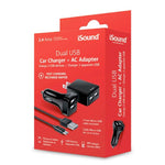 DREAMGEAR - 2.4-AMP DUAL-USB AC & CAR CHARGER WITH MICRO USB CABLE