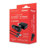 DREAMGEAR - 2.4-AMP DUAL-USB AC & CAR CHARGER WITH MICRO USB CABLE
