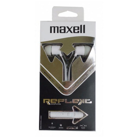 Marca: MAXELL, REGULARES, MAXELL AUDÍFONOS DE BOTÓN CON CABLE REFLECTIVO Y MICRÓFONO - BLANCO