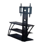 MUEBLE DE TV CON BRAZO DE METAL Y VIDRIO 3 NIVELES PARA TV DE 32 A 65 SOPORTA HASTA 50KG