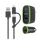 BELKIN - CHARGER KIT CABLE MICRO USB 3 0 AND LIGHTNING CONNECTOR WITH HOME AND CAR CHARGER