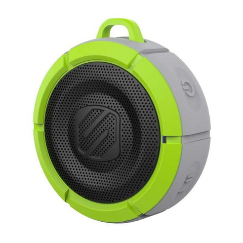 Marca: SCOSCHE, AUDIFONOS INALÁMBRICOS, BOCINA BLUETOOTH SCOSCHE BOOMBUOY – GRIS/VERDE LIMA