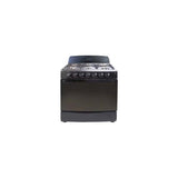 Estufa a Gas Nisato de 30" | Negra | Encendido Electrico | Vidrio Panoramico | Parrillas de Hierro Fundido | 6 Quemadores | Luz en el Horno