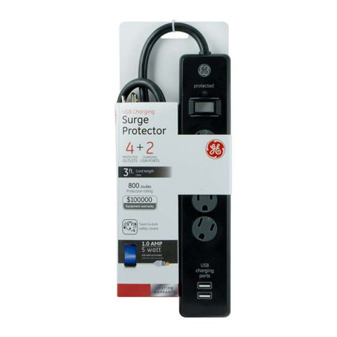 Marca: JASCO, REGULADORES DE VOLTAJE, JASCO - REGLETA DE 4, 2 USB PORTS, 1.0A SURGE PROTECTOR, 3 FT. CORD