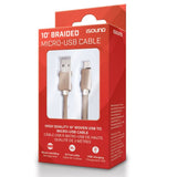 DREAMGEAR - CABLE DE CARGA Y SINCRONIZACIÓN MICRO-USB TRENZADO DE 10 PIES - ORO