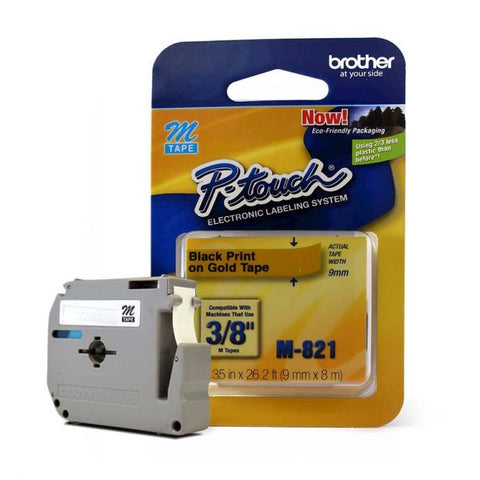 Marca: BROTHER, CONSUMIBLES PARA IMPRESIÓN, Cinta De 9 Mm Negra Sobre Oro Para P-Touch Brother - Oro/Negro