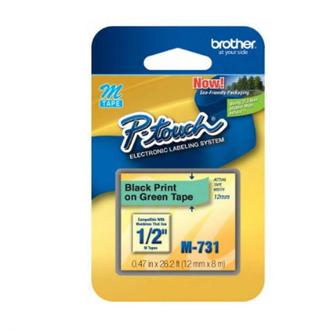 Marca: BROTHER, CONSUMIBLES PARA IMPRESIÓN, Cinta 12Mm, No Laminado Negro Sobre Verde, P-Touch Brother - Verde/Negro