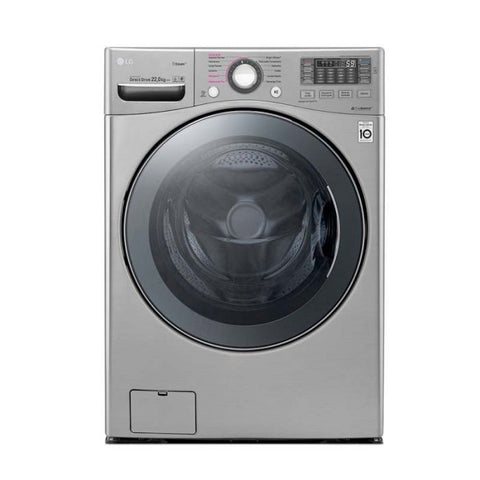 LAVADORA CARGA FRONTAL 22KG GRIS INVERTER 10 A OS DE CAGARNTIA EN EL MOTOR TRUE STEAM TURBO WASH SMART DIAGNOSIS