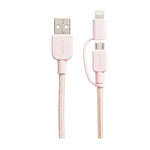 CABLE SONY DE PRIMERA CALIDAD 2 EN 1 (LIGHTNING Y MICRO USB) - ROSADO