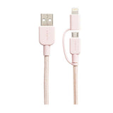 CABLE SONY DE PRIMERA CALIDAD 2 EN 1 (LIGHTNING Y MICRO USB) - ROSADO