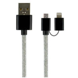 JASCO 2 IN 1 USB MICRO CABLE 1FT W LIGHTNING ADAPTER TRILINGUAL ANDROID Y IPHONE