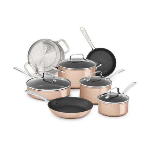 Marca: KITCHEN AID, OLLAS Y SARTENES, Set De Sartenes KitchenAid 11 Piezas - Dorado