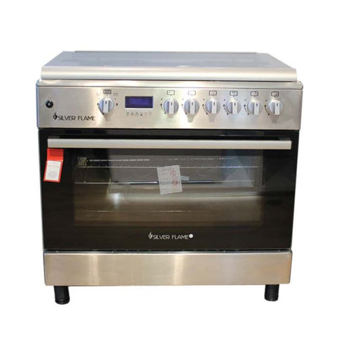 Estufa a Gas de 36" SilverFlame con 6 Quemadores Tapa de Vidrio