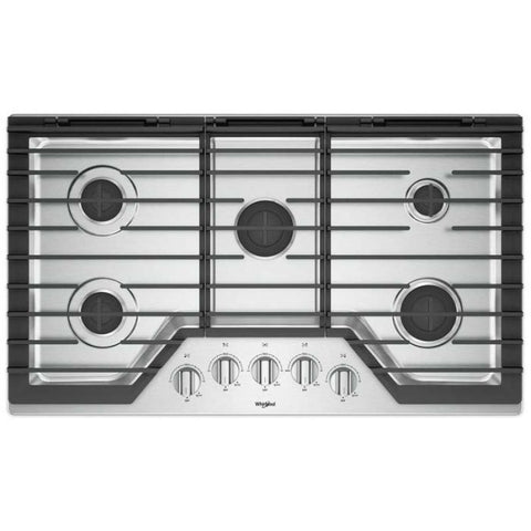 ESTUFA DE GAS EMPOTRABLE WHIRLPOOL WCG55US6HS DE 36 PULGADAS CON REJILLAS DE HIERRO FUNDIDO - ACERO INOXIDABLE